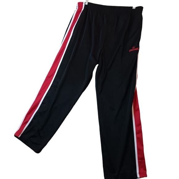 Spalding Track Pants Mens XL 40X32 Black/Red Stripes Performance Embroidered Y2K - Picture 3 of 15